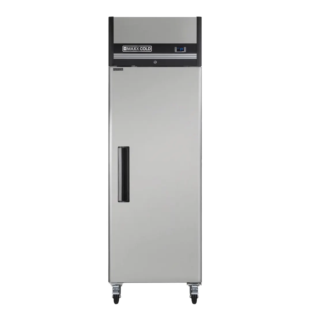 Maxx Cold MXCR-19FDHC 25" 1-Section Reach-In Refrigerator w/ Solid Door, Top Mounted, Aluminum Interior, 19 cu. ft.