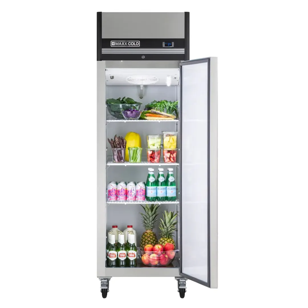 Maxx Cold MXCR-19FDHC 25" 1-Section Reach-In Refrigerator w/ Solid Door, Top Mounted, Aluminum Interior, 19 cu. ft.