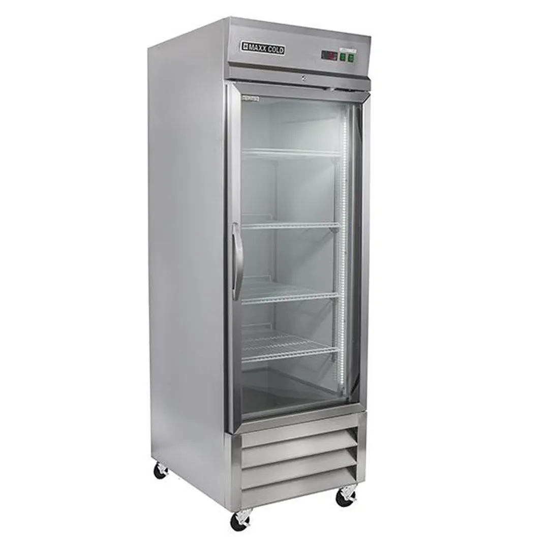 Maxx Cold MXCR-23GDHC 29" 1-Section Reach-In Refrigerator w/ Glass Door, Bottom Mounted, Stainless Steel, 23 cu. ft.