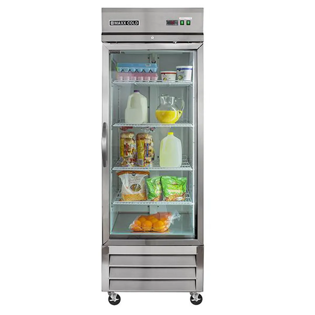 Maxx Cold MXCR-23GDHC 29" 1-Section Reach-In Refrigerator w/ Glass Door, Bottom Mounted, Stainless Steel, 23 cu. ft.