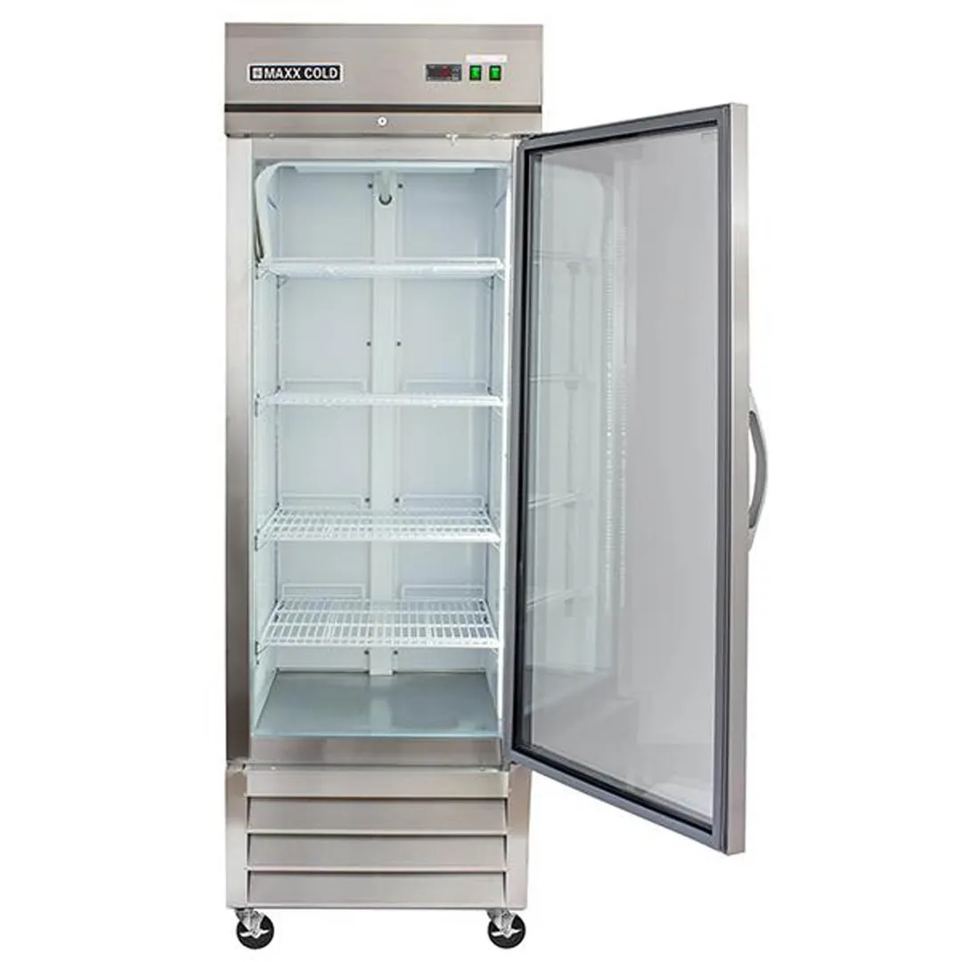 Maxx Cold MXCR-23GDHC 29" 1-Section Reach-In Refrigerator w/ Glass Door, Bottom Mounted, Stainless Steel, 23 cu. ft.