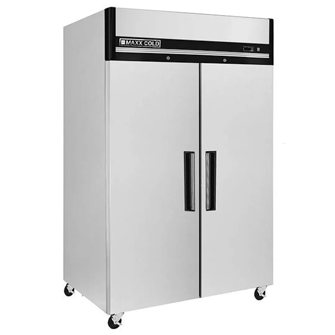 Maxx Cold MXCR-49FDHC 53"  2-Section Reach-In Refrigerator w/ 2 Solid Doors, Top Mounted, Aluminum Interior, 49 cu. ft capacity