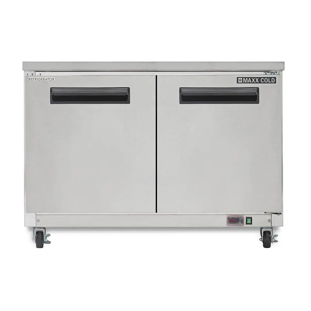 Maxx Cold MXCR48UHC 48" 2-Section Undercounter Refrigerator w/ 2 Solid Doors, 12 cu. ft.