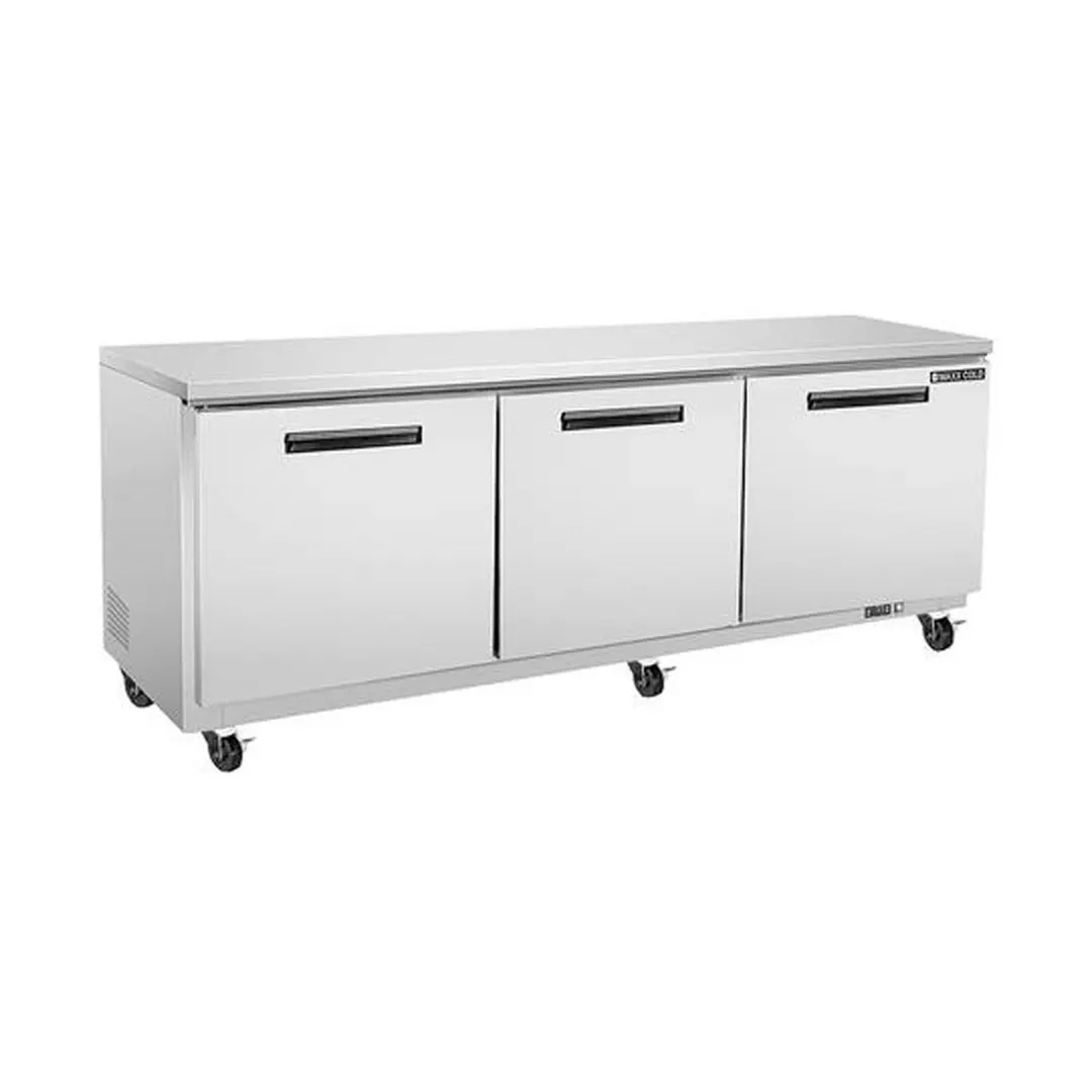 Maxx Cold MXCR72UHC 71.5" 3-Section Undercounter Refrigerator w/ 3 Solid Doors, 18 cu. ft.