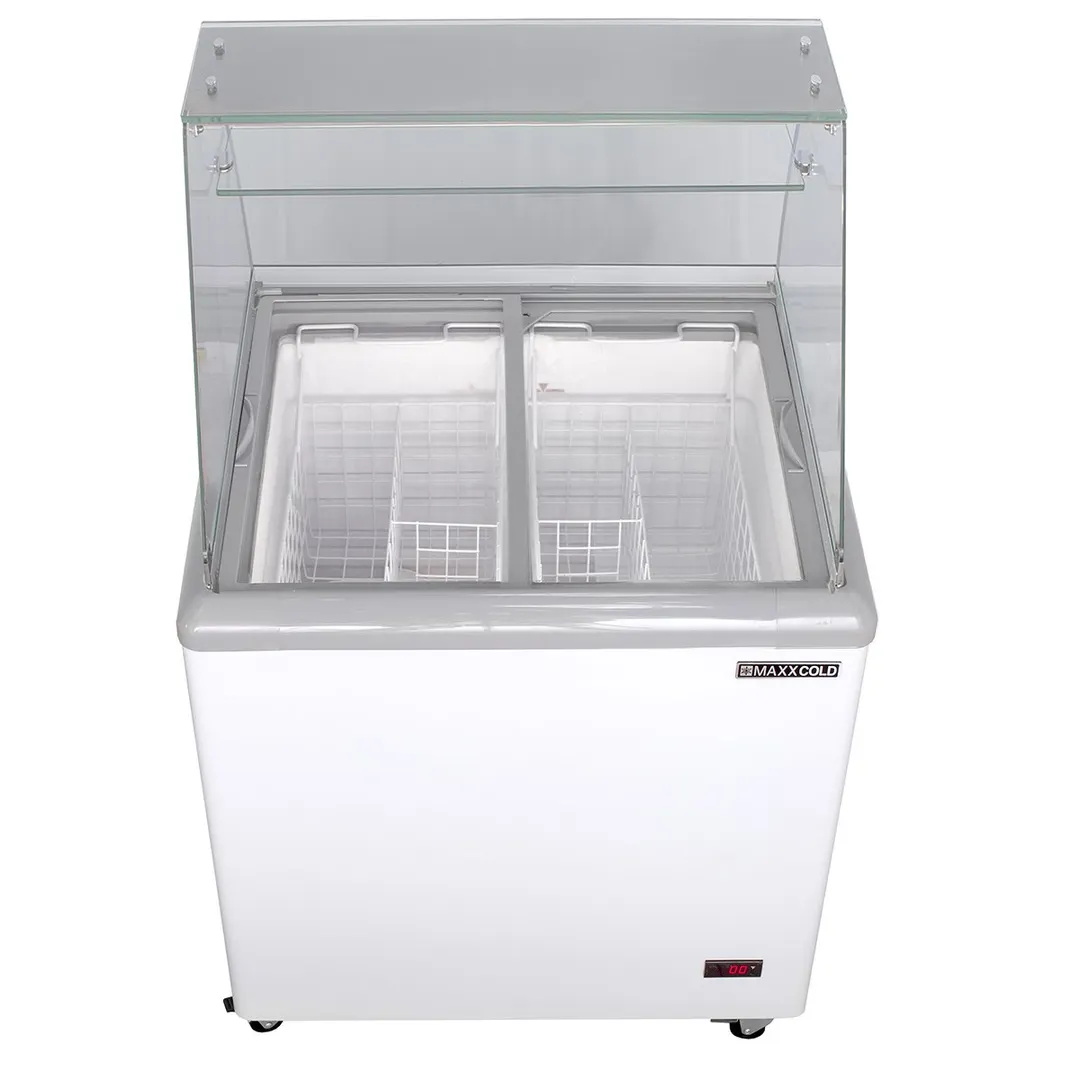 Maxx Cold MXDC-4 31" Ice Cream Dipping Cabinet w/ Curved Sneeze Guard