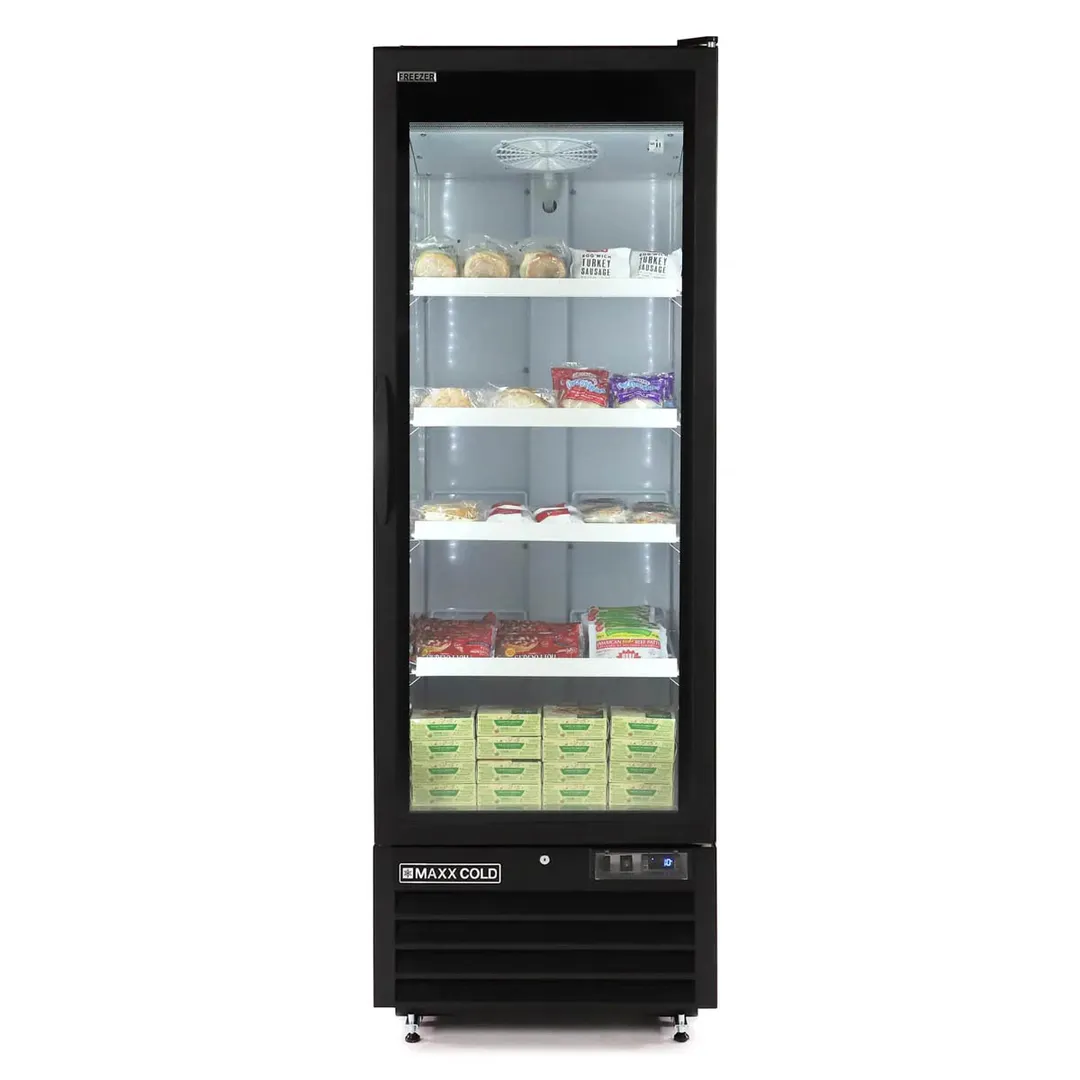Maxx Cold MXGDM-30FBHC - 30 cu ft Glass Door Merchandiser, 27" Wide, 2/3 HP Compressor, Lockable Door