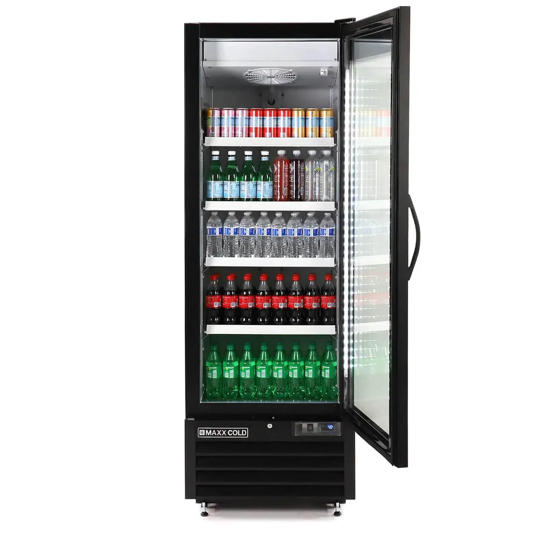 Maxx Cold MXGDM-30RBHC - 27" Glass Door Refrigerator, 30 cu ft, 1/3 HP Compressor, Condensate Pan