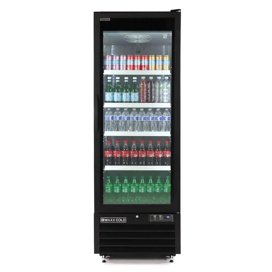Maxx Cold MXGDM-30RBHC - 27" Glass Door Refrigerator, 30 cu ft, 1/3 HP Compressor, Condensate Pan