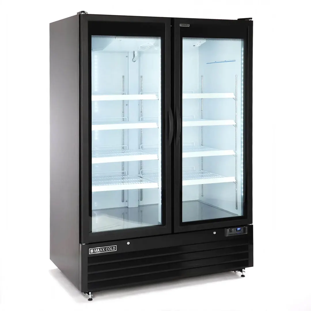 Maxx Cold MXGDM-50FBHC - 54" Glass Door Freezer, Black, 50 cu ft, 1‑1/4 HP, Lockable Doors
