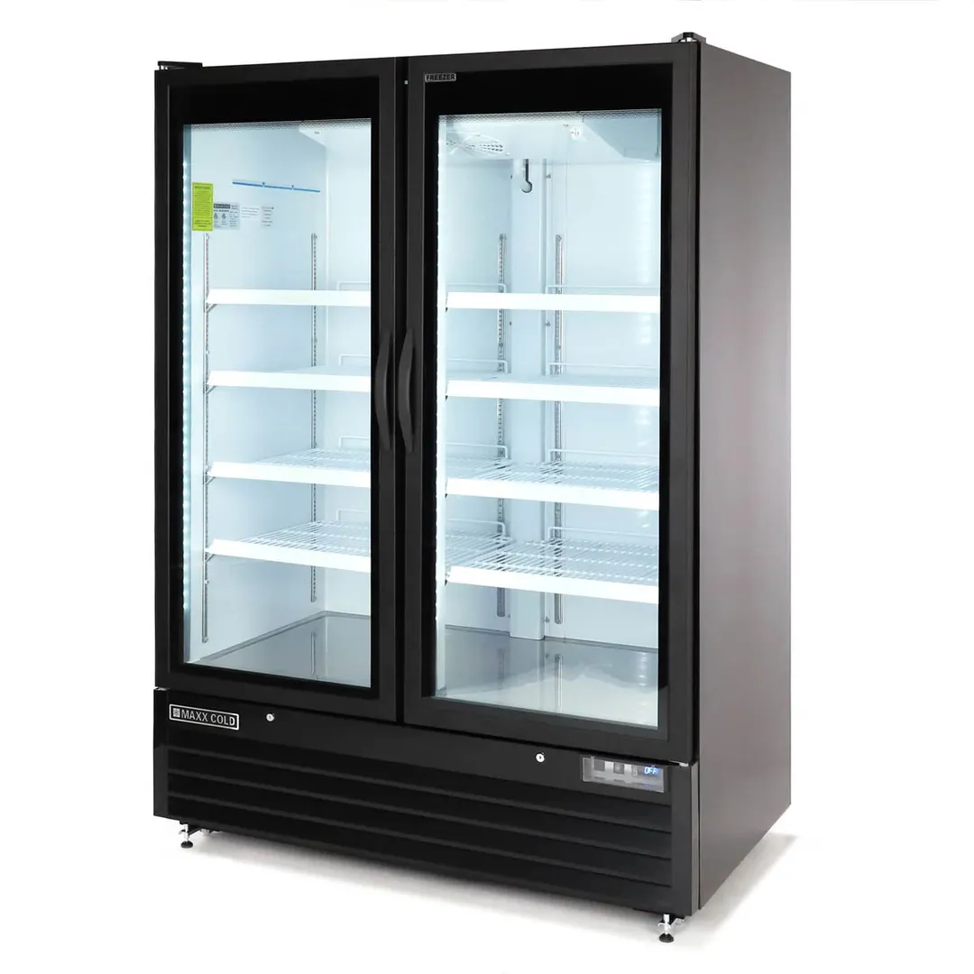 Maxx Cold MXGDM-50FBHC - 54" Glass Door Freezer, Black, 50 cu ft, 1‑1/4 HP, Lockable Doors