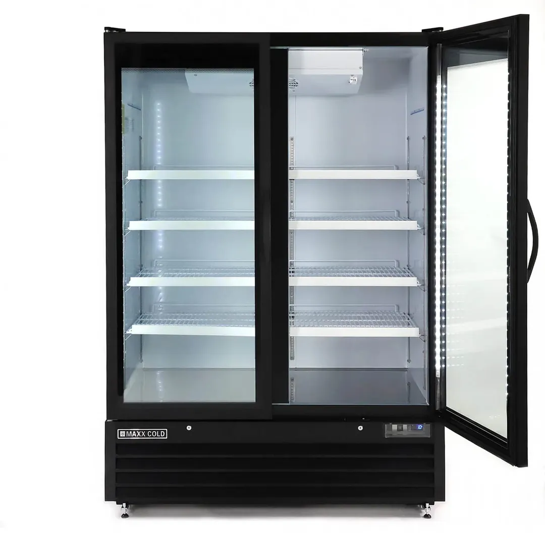 Maxx Cold MXGDM-50FBHC - 54" Glass Door Freezer, Black, 50 cu ft, 1‑1/4 HP, Lockable Doors