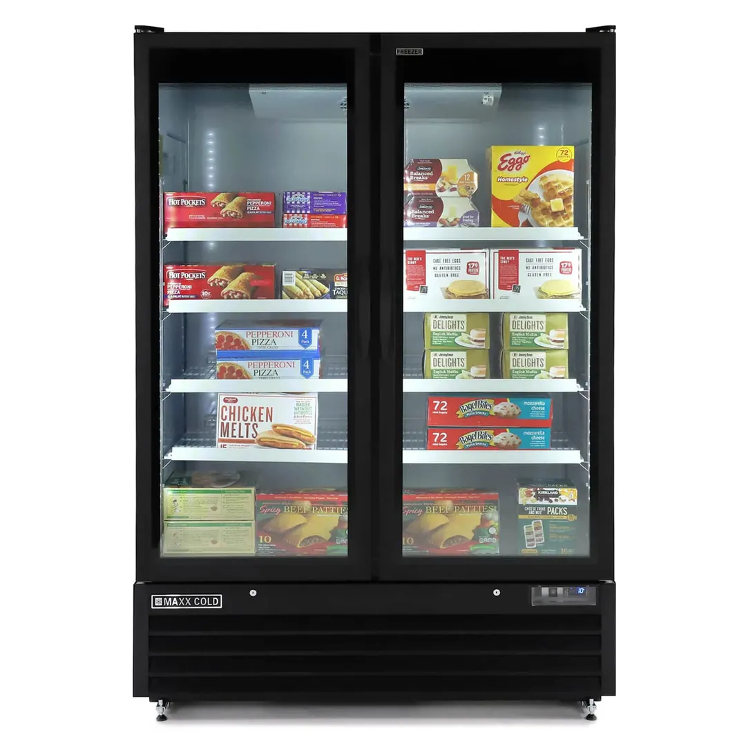 Maxx Cold MXGDM-50FBHC - 54" Glass Door Freezer, Black, 50 cu ft, 1‑1/4 HP, Lockable Doors