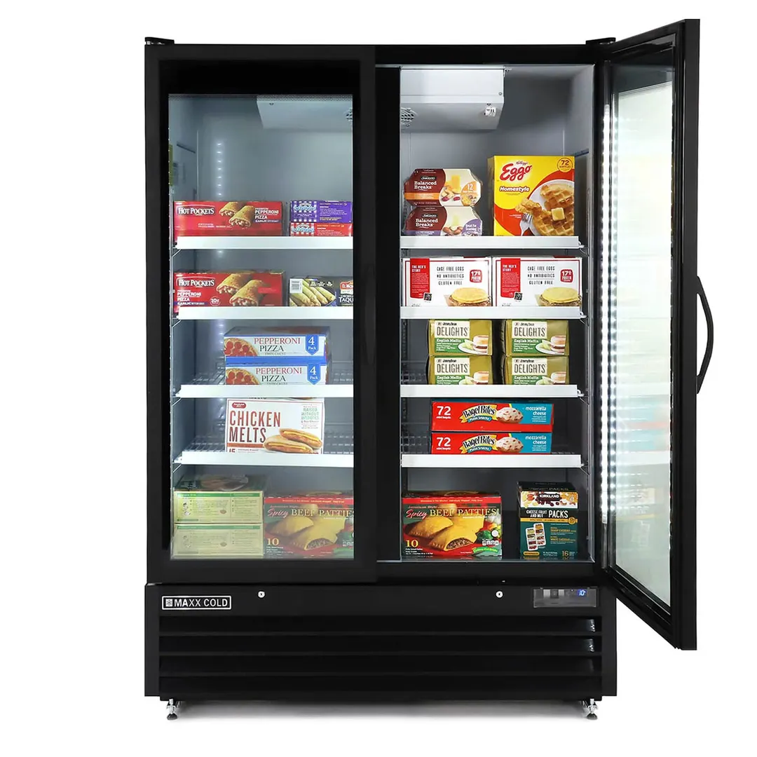 Maxx Cold MXGDM-50FBHC - 54" Glass Door Freezer, Black, 50 cu ft, 1‑1/4 HP, Lockable Doors