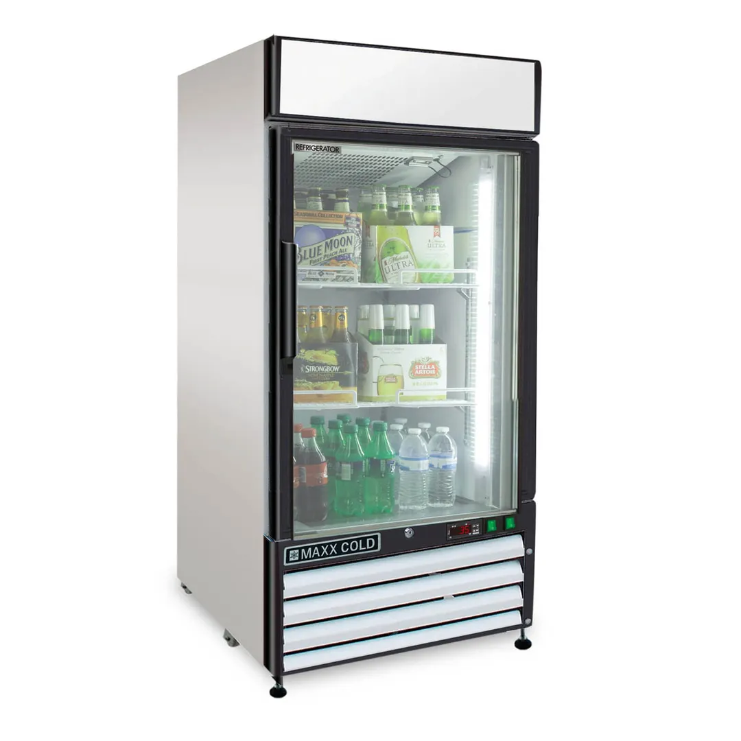 Maxx Cold MXM1-12RHC 25" Merchandiser Refrigerator in White, w/ Glass Door, 12 cu.ft.