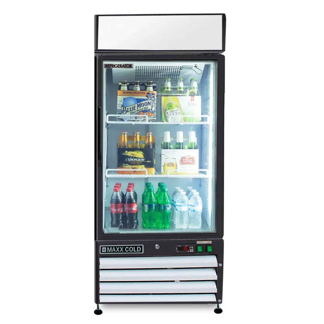 Maxx Cold MXM1-12RHC 25" Merchandiser Refrigerator in White, w/ Glass Door, 12 cu.ft.