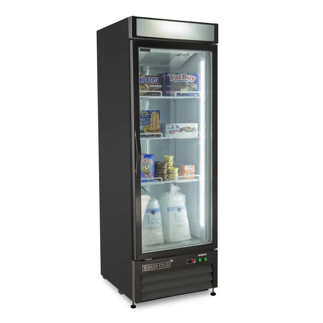 Maxx Cold MXM1-16FBHC 25" 1 Glass Door Freezer Merchandiser in Black, 16 cu.ft.