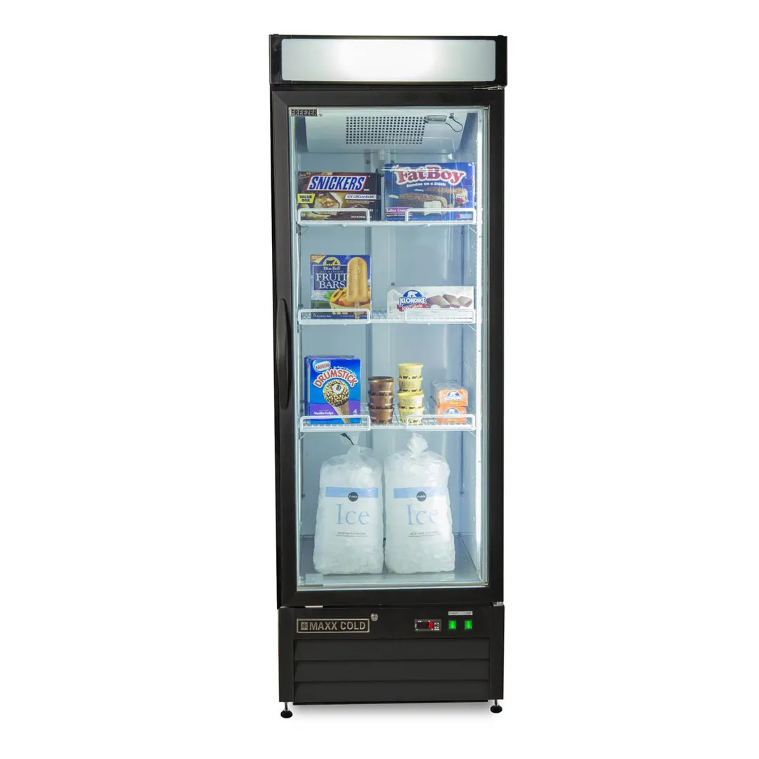 Maxx Cold MXM1-16FBHC 25" 1 Glass Door Freezer Merchandiser in Black, 16 cu.ft.