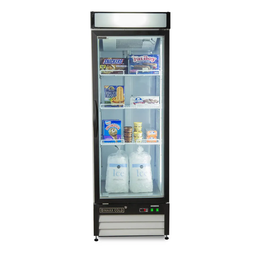 Maxx Cold MXM1-16FHC 25" 1 Glass Door Freezer Merchandiser in White, 16 cu.ft.