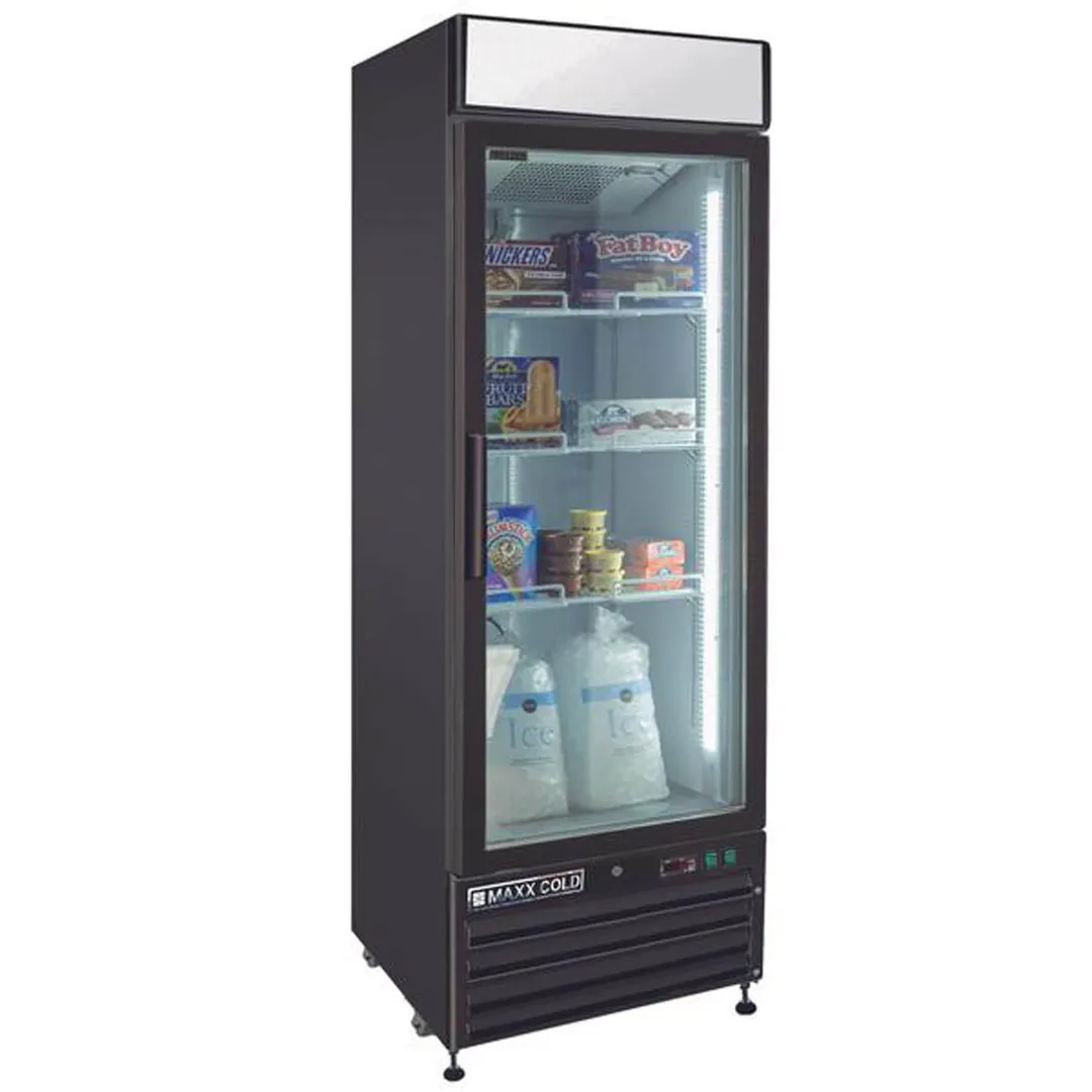 Maxx Cold MXM1-23FBHC 27" 1 Glass Door Freezer Merchandiser in Black, 23 cu.ft.