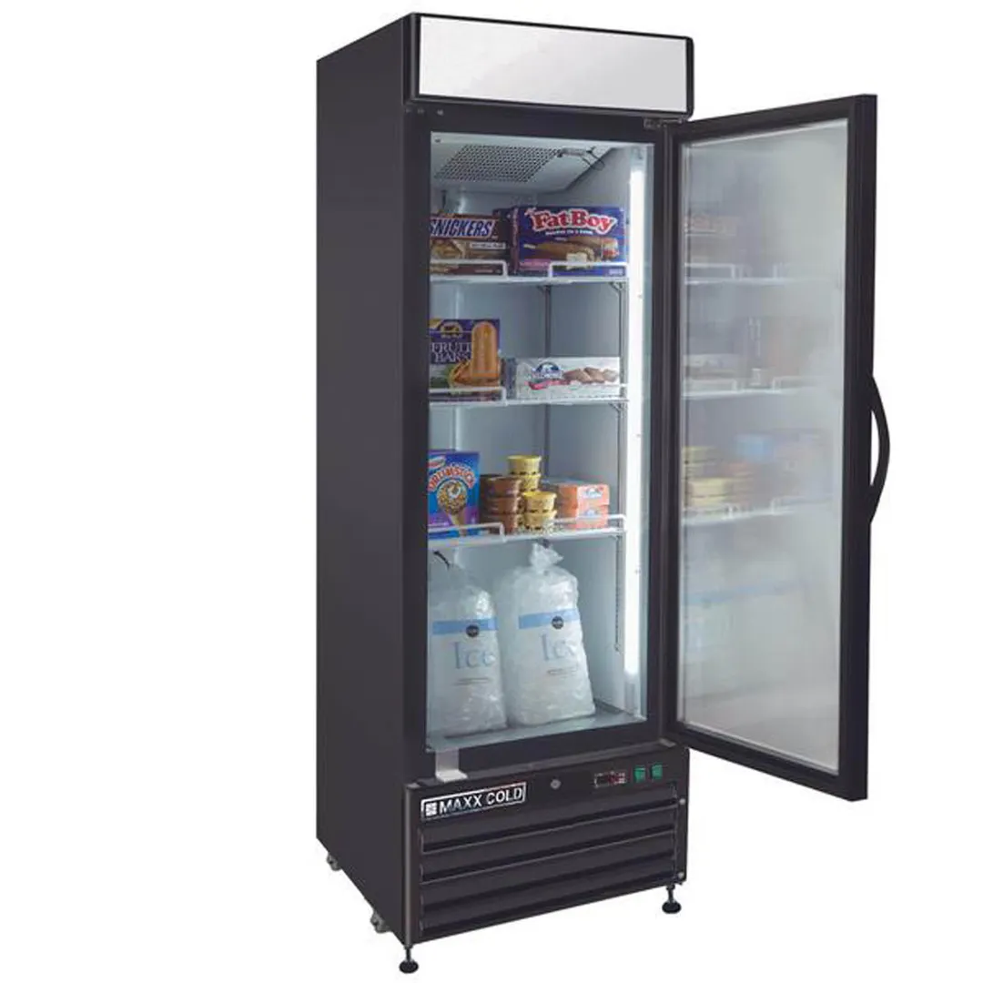 Maxx Cold MXM1-23FBHC 27" 1 Glass Door Freezer Merchandiser in Black, 23 cu.ft.