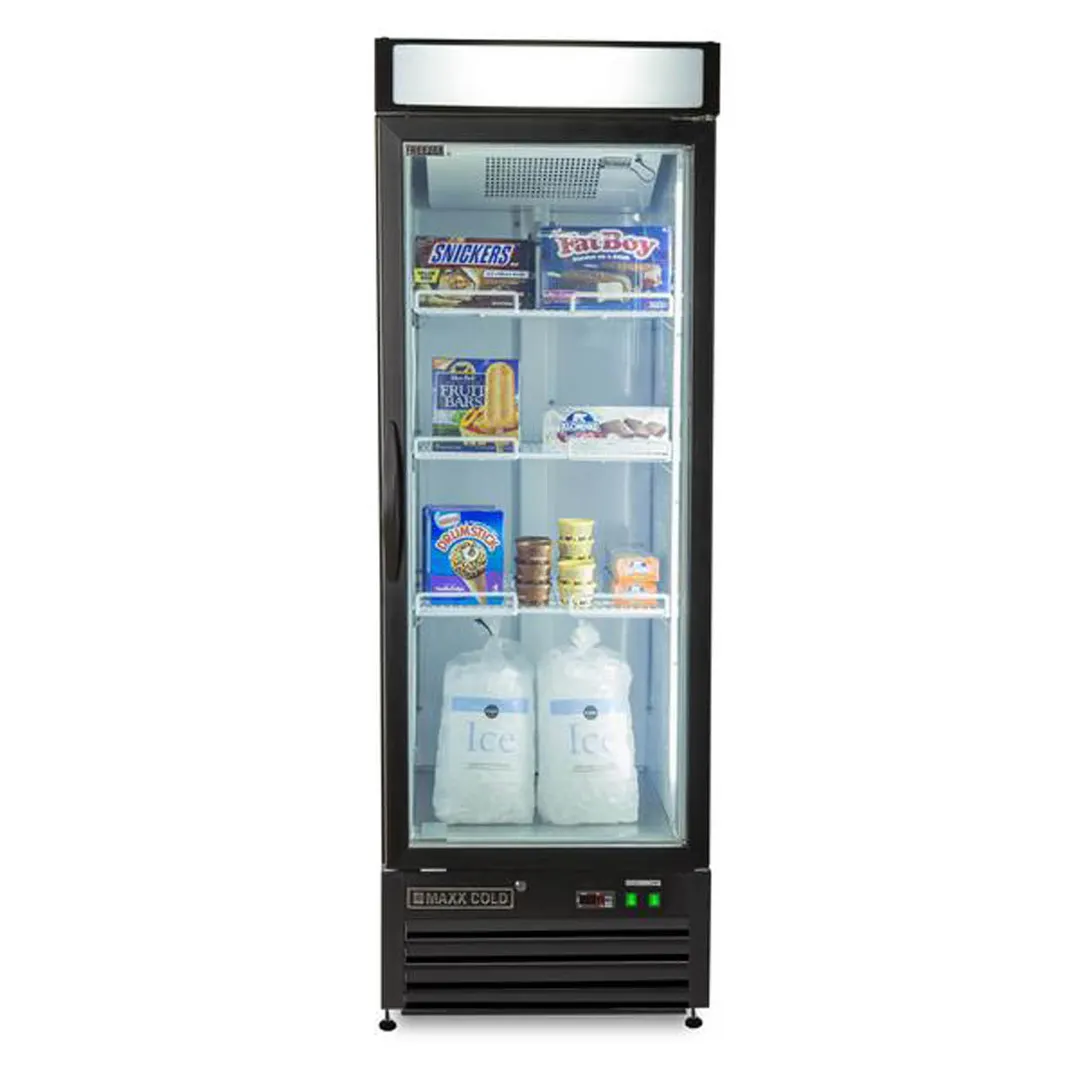 Maxx Cold MXM1-23FBHC 27" 1 Glass Door Freezer Merchandiser in Black, 23 cu.ft.