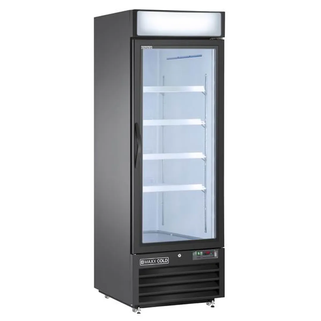 Maxx Cold MXM1-23RBHC 27" Merchandiser Refrigerator in Black w/ Glass Door, 23 cu.ft.