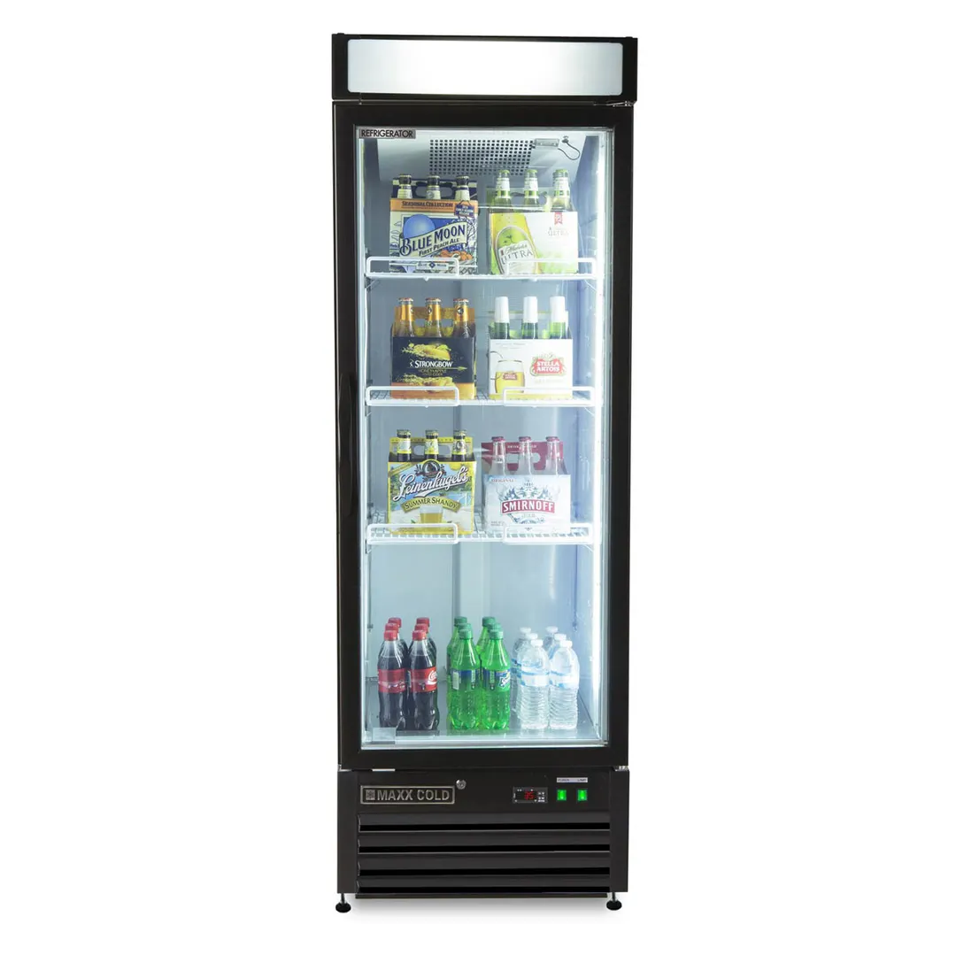 Maxx Cold MXM1-23RBHC 27" Merchandiser Refrigerator in Black w/ Glass Door, 23 cu.ft.
