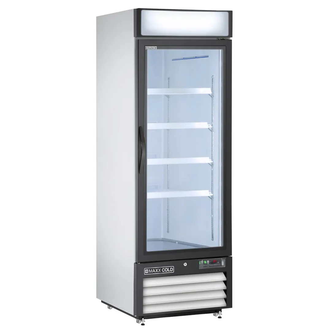 Maxx Cold MXM1-23RHC 27" Merchandiser Refrigerator in White w/ Glass Door, 23 cu.ft.