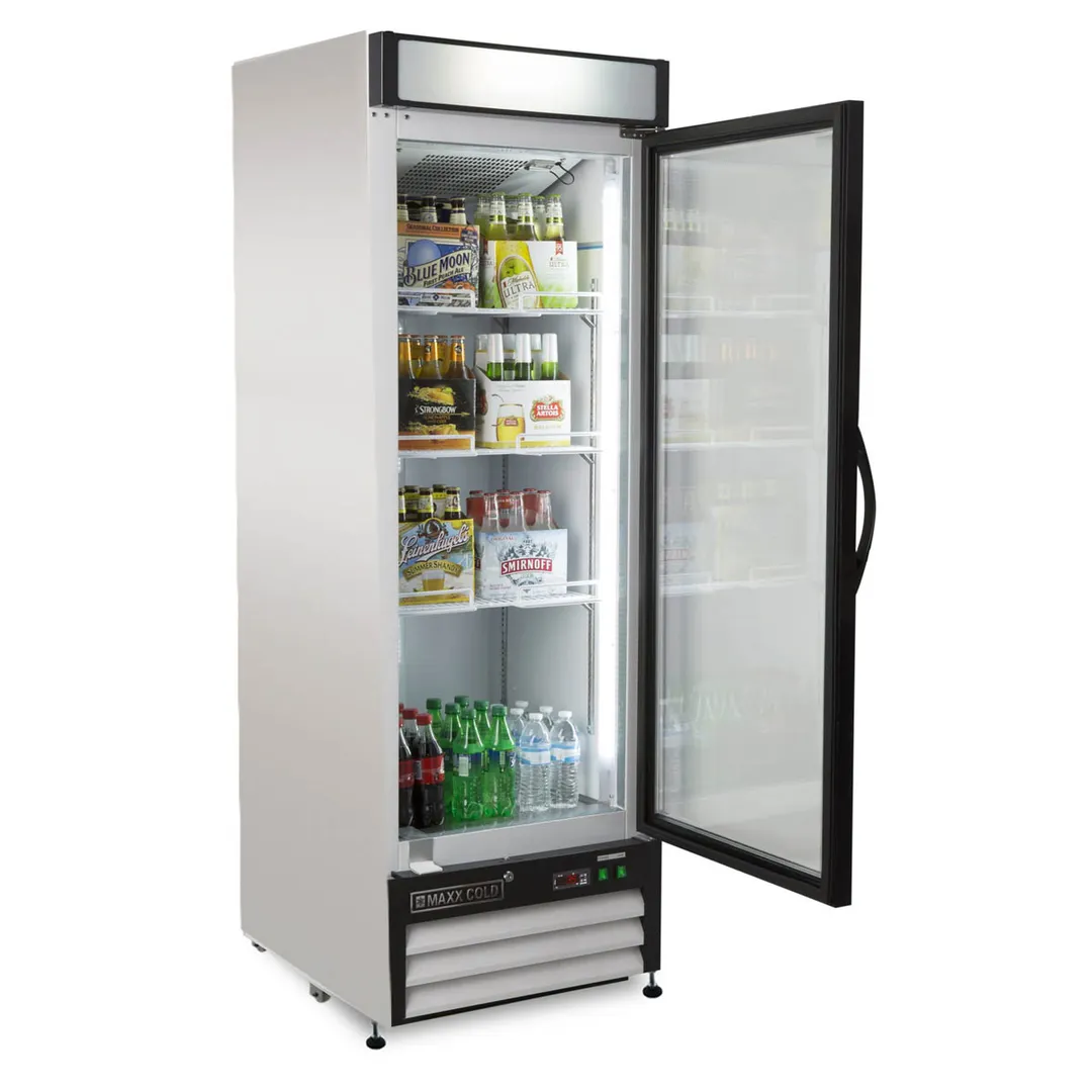 Maxx Cold MXM1-23RHC 27" Merchandiser Refrigerator in White w/ Glass Door, 23 cu.ft.