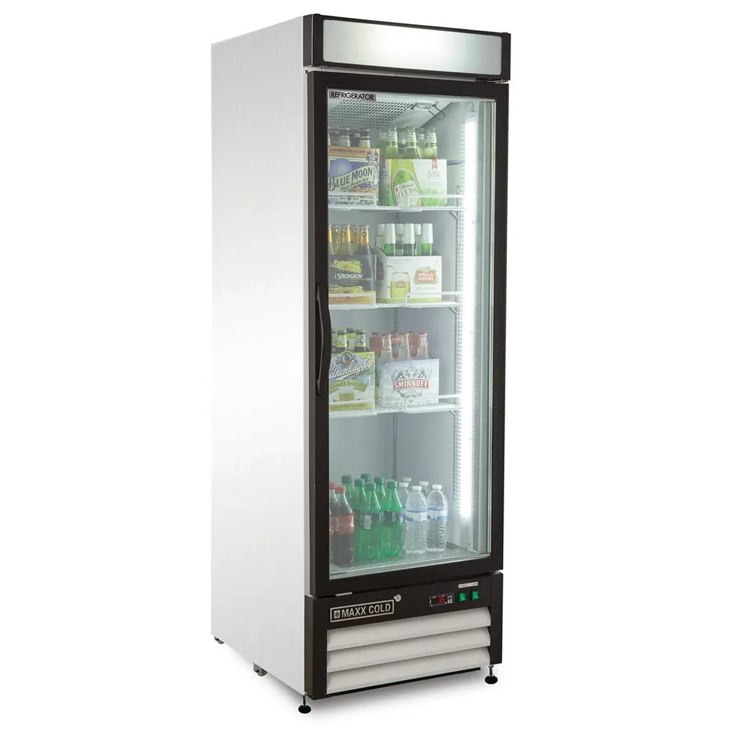 Maxx Cold MXM1-23RHC 27" Merchandiser Refrigerator in White w/ Glass Door, 23 cu.ft.