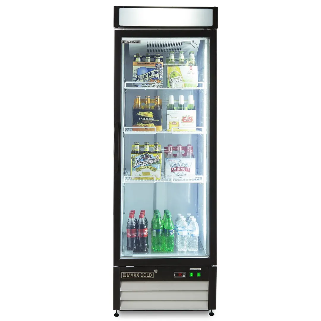 Maxx Cold MXM1-23RHC 27" Merchandiser Refrigerator in White w/ Glass Door, 23 cu.ft.