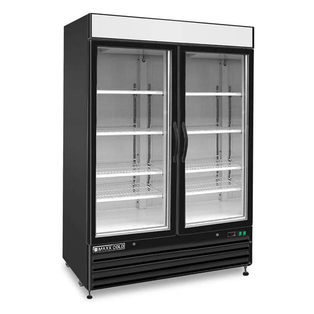 Maxx Cold MXM2-48FBHC 54" 2 Glass Doors Freezer Merchandiser in Black, 48 cu.ft.