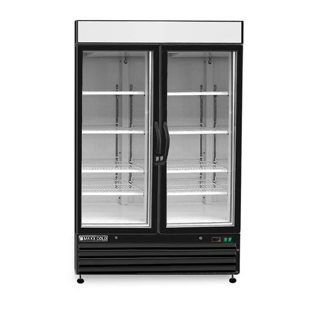 Maxx Cold MXM2-48FBHC 54" 2 Glass Doors Freezer Merchandiser in Black, 48 cu.ft.