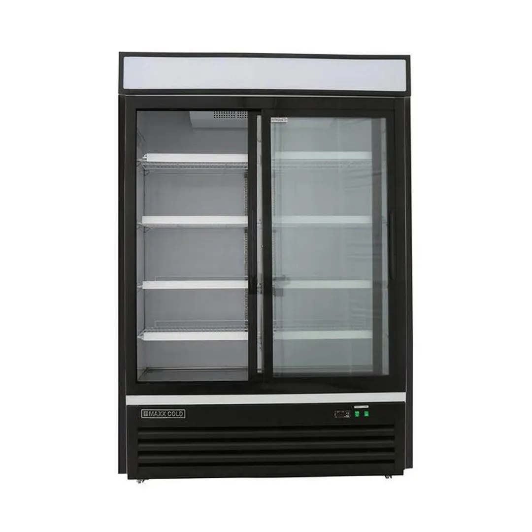 Maxx Cold MXM2-48RSBHC 54" Merchandiser Refrigerator in Black, w/ 2 Sliding Glass Door, 48 cu.ft. 