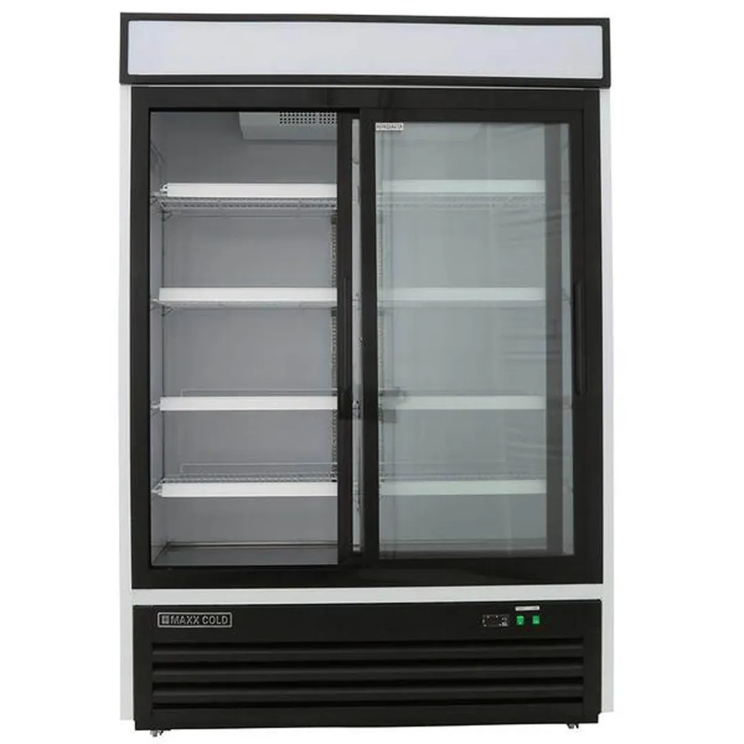 Maxx Cold MXM2-48RSHC 54" White Merchandiser Refrigerator, w/ 2 Sliding Glass Doors, 48 cu. ft.