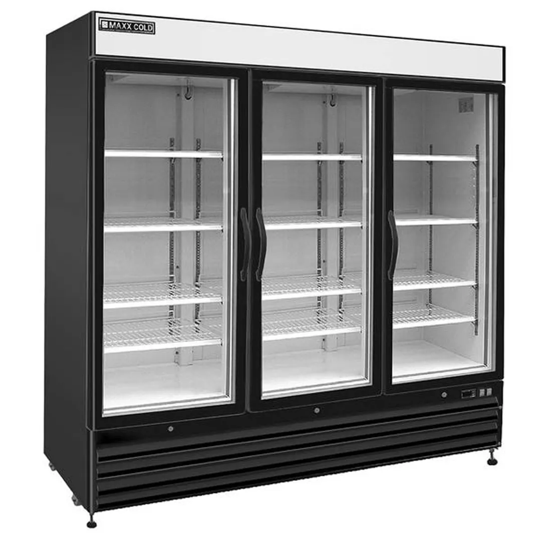Maxx Cold MXM3-72FB 81" 3 Glass Door Freezer Merchandiser in Black, 72 cu.ft. 