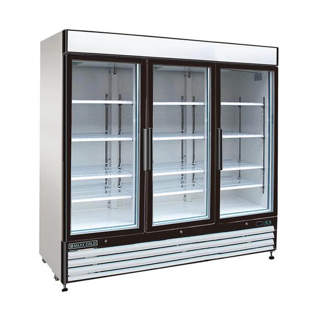 Maxx Cold MXM3-72RHC 81" Refrigerated Merchandiser in White, w/ 3 Glass Doors, 72 cu. ft.