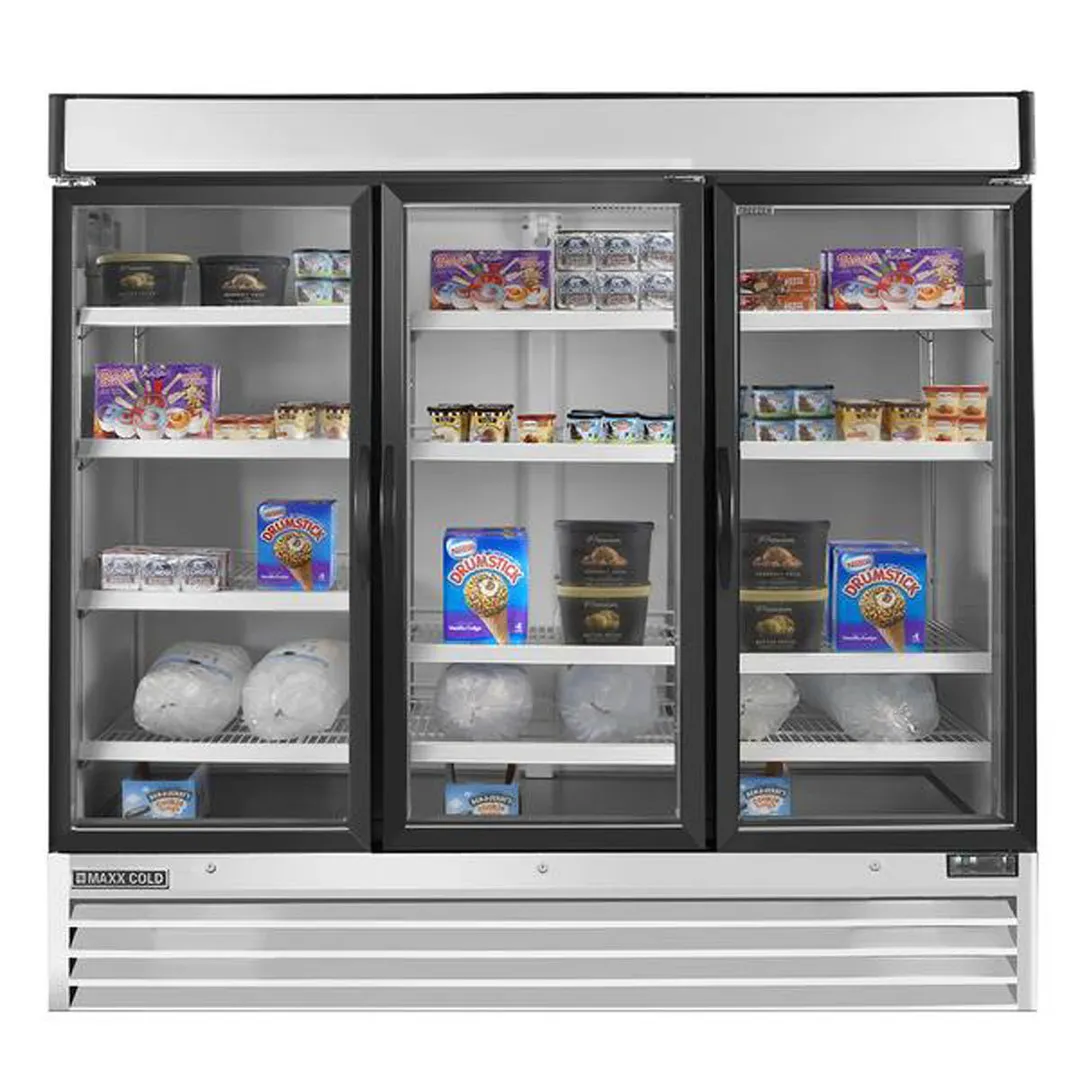 Maxx Cold MXM3-72RHC 81" Refrigerated Merchandiser in White, w/ 3 Glass Doors, 72 cu. ft.