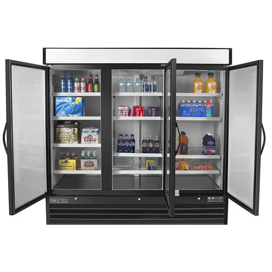 Maxx Cold MXM3-72RBHC 81" Refrigerated Merchandiser in Black, w/ 3 Glass Door, 72 cu.ft. 