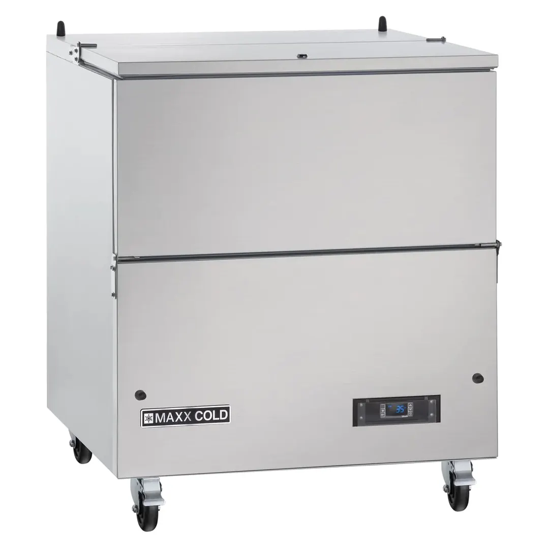 Maxx Cold MXMC34HC 34" Single Sided Milk Cooler, Cold Wall, 8 Crates Capacity