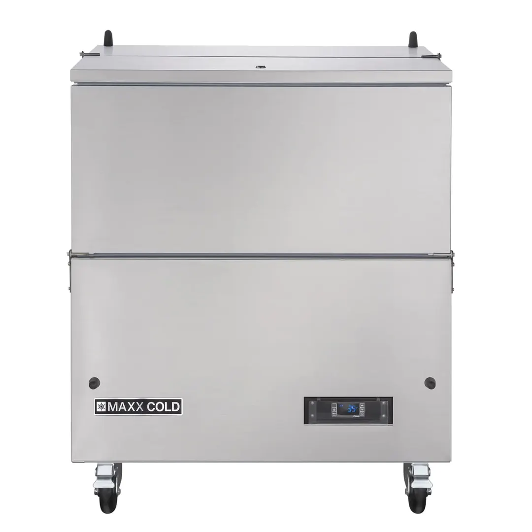 Maxx Cold MXMC34HC 34" Single Sided Milk Cooler, Cold Wall, 8 Crates Capacity