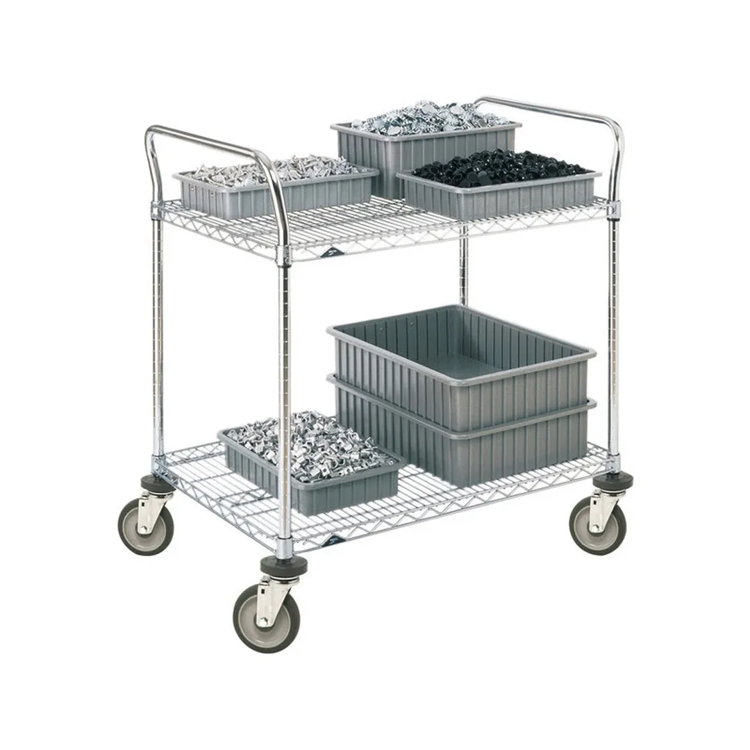 Metro 2SPN43PS Super Erecta SP Utility Cart w/ 2 Stainless Steel Wire Shelf - 21" x 36" x 39"