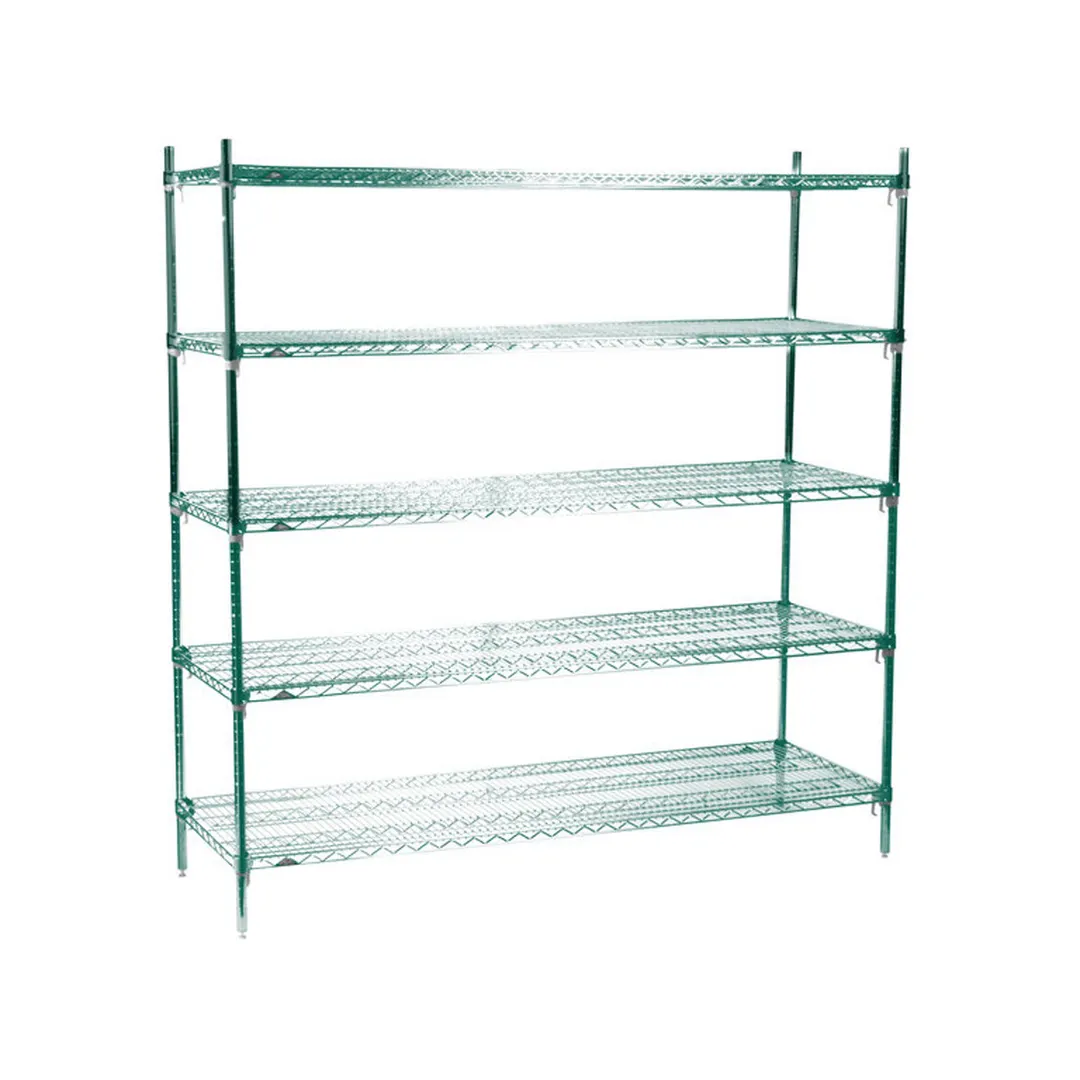 Metro Super Adjustable Super Erecta® 5A477C Wire Shelving Starter Unit, Green Epoxy - 72" x 21" x 74"