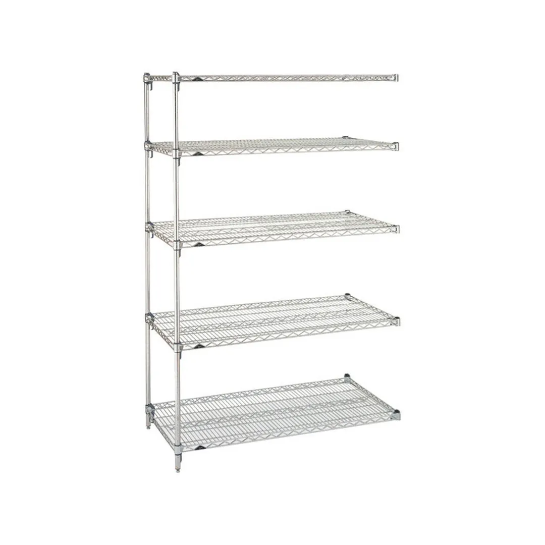 Metro 5AA437C Super Erecta® Adjustable 5-Shelf Chrome Wire Shelving Add On Unit - 36" x 21" x 74"