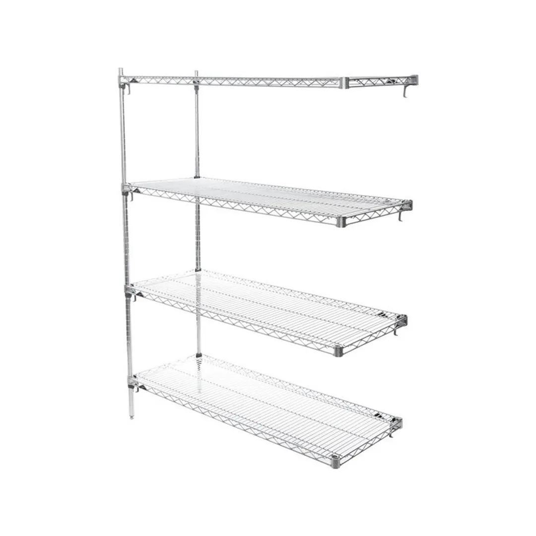 Metro Super Adjustable Super Erecta AA356C 4-Shelf Wire Shelving Add-On Unit, Chrome - 18" x 48" x 63"