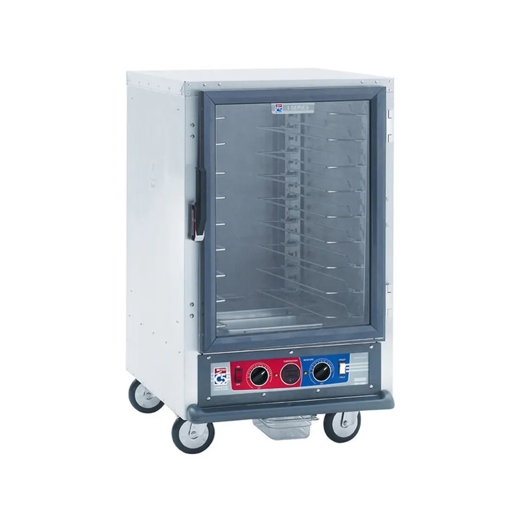 Metro C515-HFC-U "Half Height" 1-Door Heated Holding Cabinet, Clear Polycarbonate Door, 8x18"x26" or 16x12"x20" Pan Capacity, Aluminum, 2000W, 120V