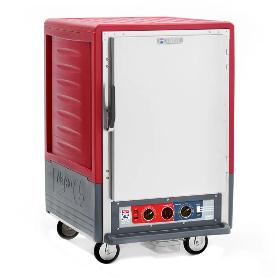 Metro C535-CFS-L Half Height Heated Holding & Proofing Cabinet w/ Red Insulation Armour, Solid Door