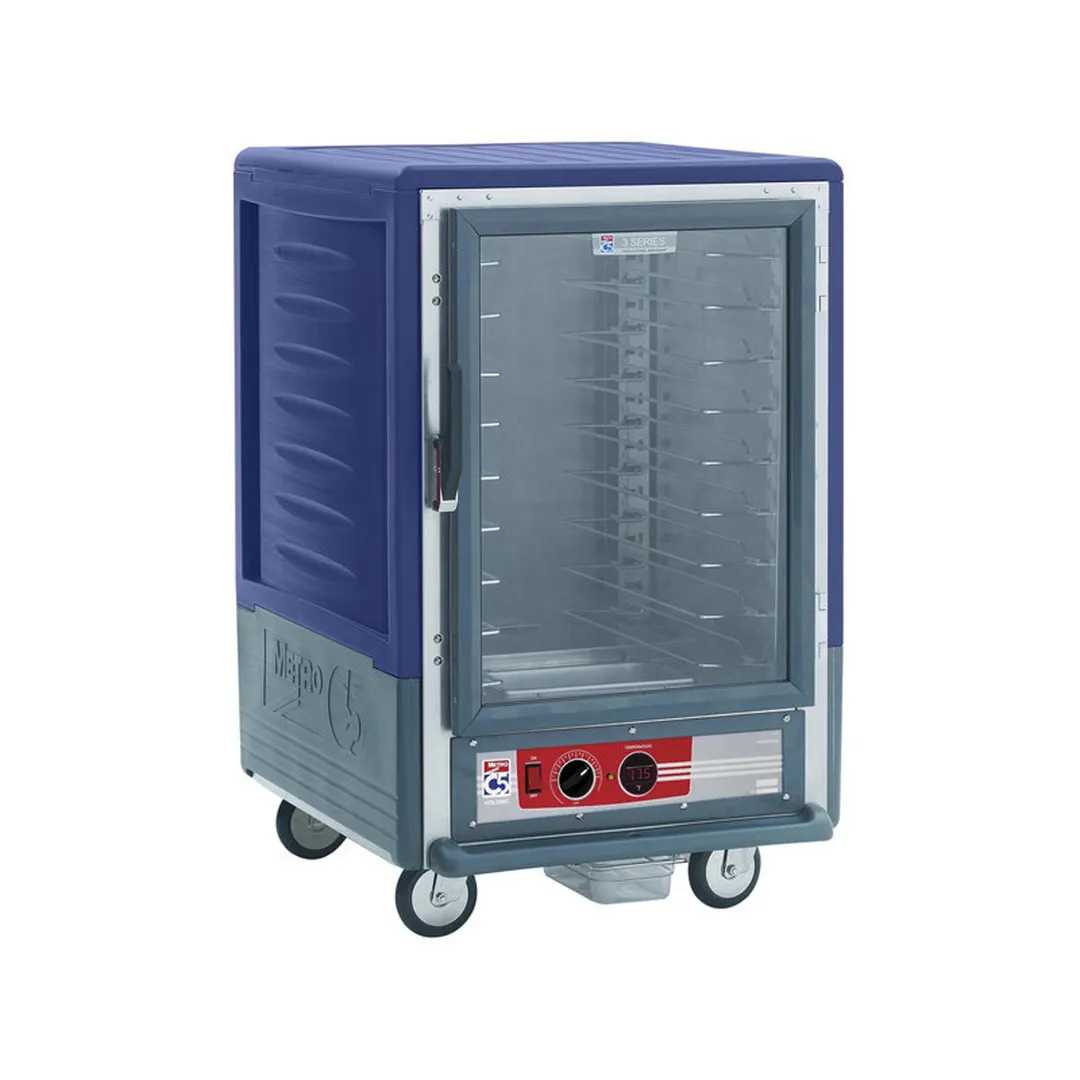 Metro C535-HFC-U-BU "Half Height" 1-Door Clear Heated Holding Cabinet, 8-18"x26" or 16-12"x20" Pan Capacity, Aluminum, 2000W