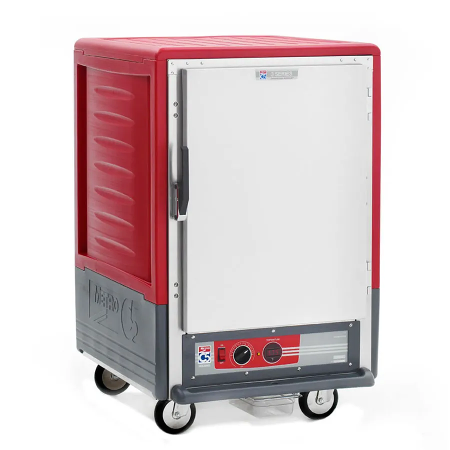 Metro C535-HFS-4 "Half-Height" 1-Door Solid Heated Holding Cabinet, 43-48" Height, 8-Pan 18"x26", Aluminum, 2000W
