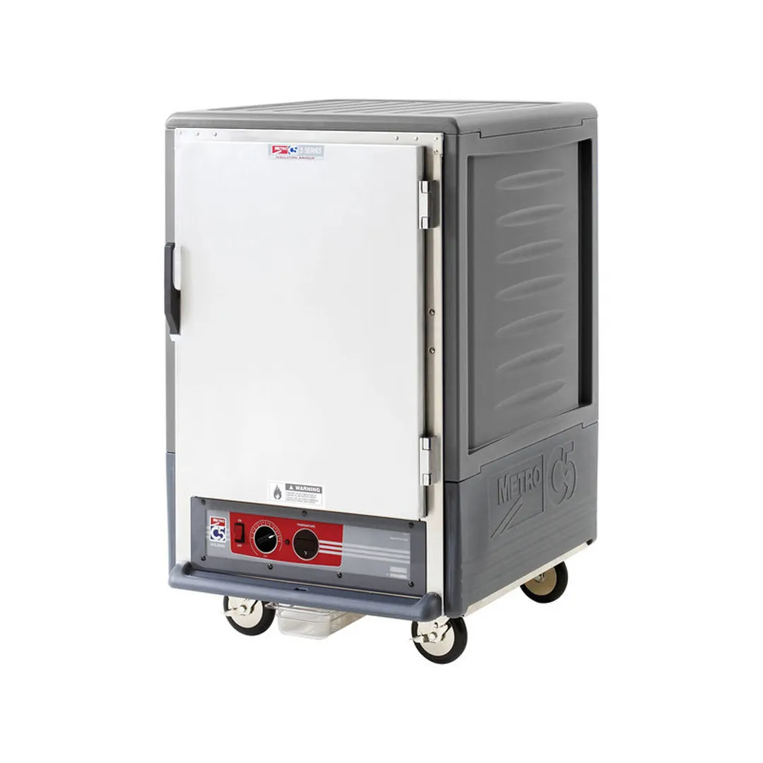 Metro C535-HLFS-L-GY "Half Height" 1-Door Solid Heated Holding Cabinet, Grey, 17-Pan (18"x26") 1440W